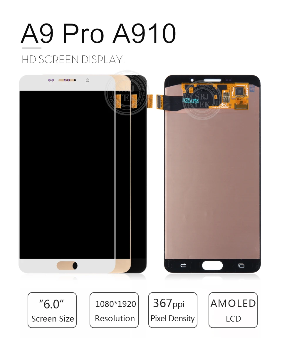 AMOLED/TFT Srjtek для SAMSUNG Galaxy A9 дисплей с сенсорным экраном дигитайзер панель в сборе для Galaxy A9 Pro A910 lcd A9100