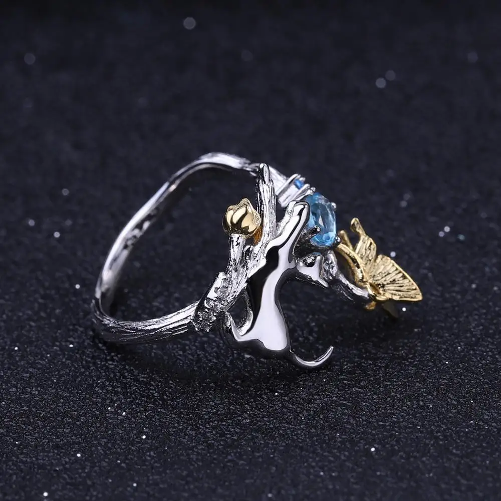 Женское регулируемое кольцо из серебра 925 пробы с натуральным швейцарским