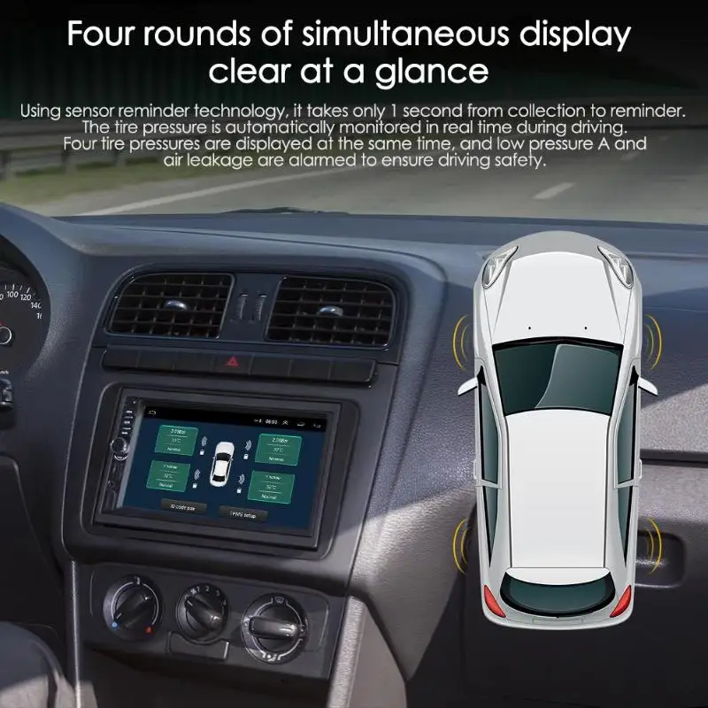 USB автомобильный TPMS Авто контроль давления в шинах сигнализация для авто Android навигация с 4 внешними/внутренними датчиками