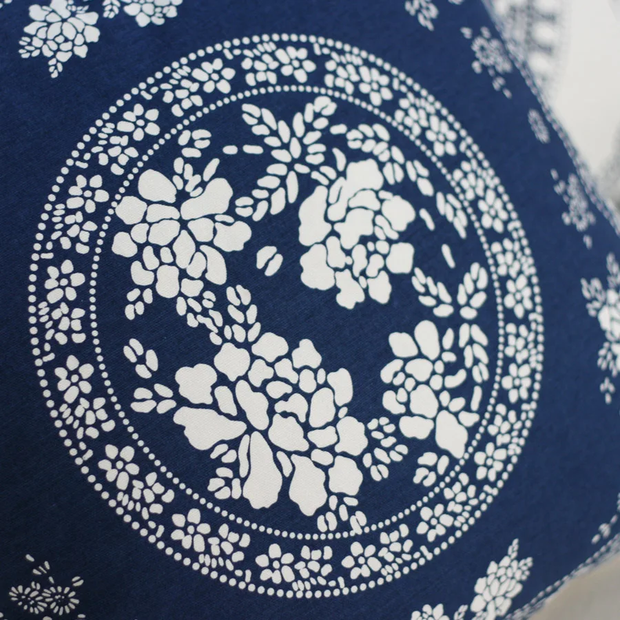 Чехлы для диванных подушек с китайскими пионами и цветами синяя классическая