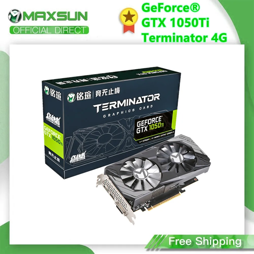 Maxsun GeForce GTX1050TI Terminator 4G видеокарта Nvidia GDDR5 128 бит GPU для ПК DP DVI|Видеокарты| |