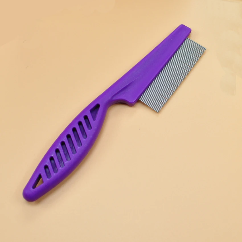 1ШТ Тонкий металлический гребень с ручкой для блох и вшей на голове для домашних животных собаки