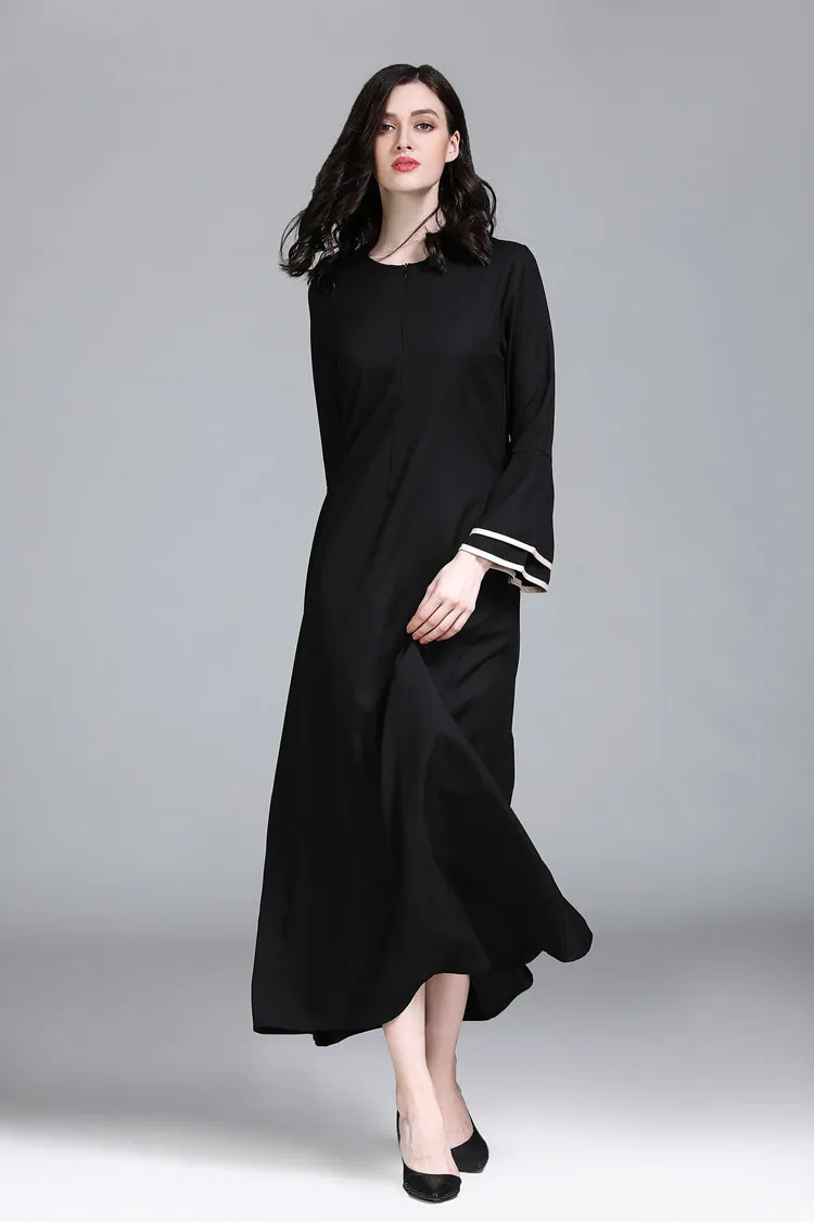 Дубай абайя мусульманский женский кафтан арабское платье с длинным рукавом