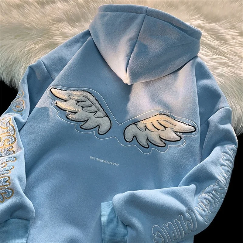 

Sweatshirt Spring Autumn Korean Wing Embroidery Pullover Sweatshirt Women Streetwear Hoodie Y2k Long Sleeve Outer Loose Tops