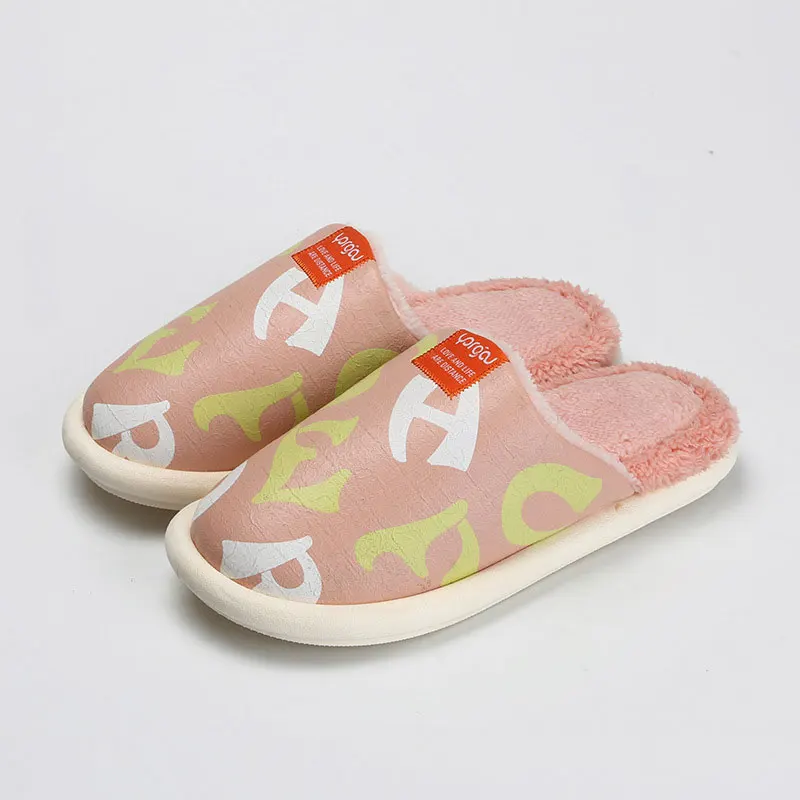 Женские меховые тапочки модные теплые Нескользящие водонепроницаемые с