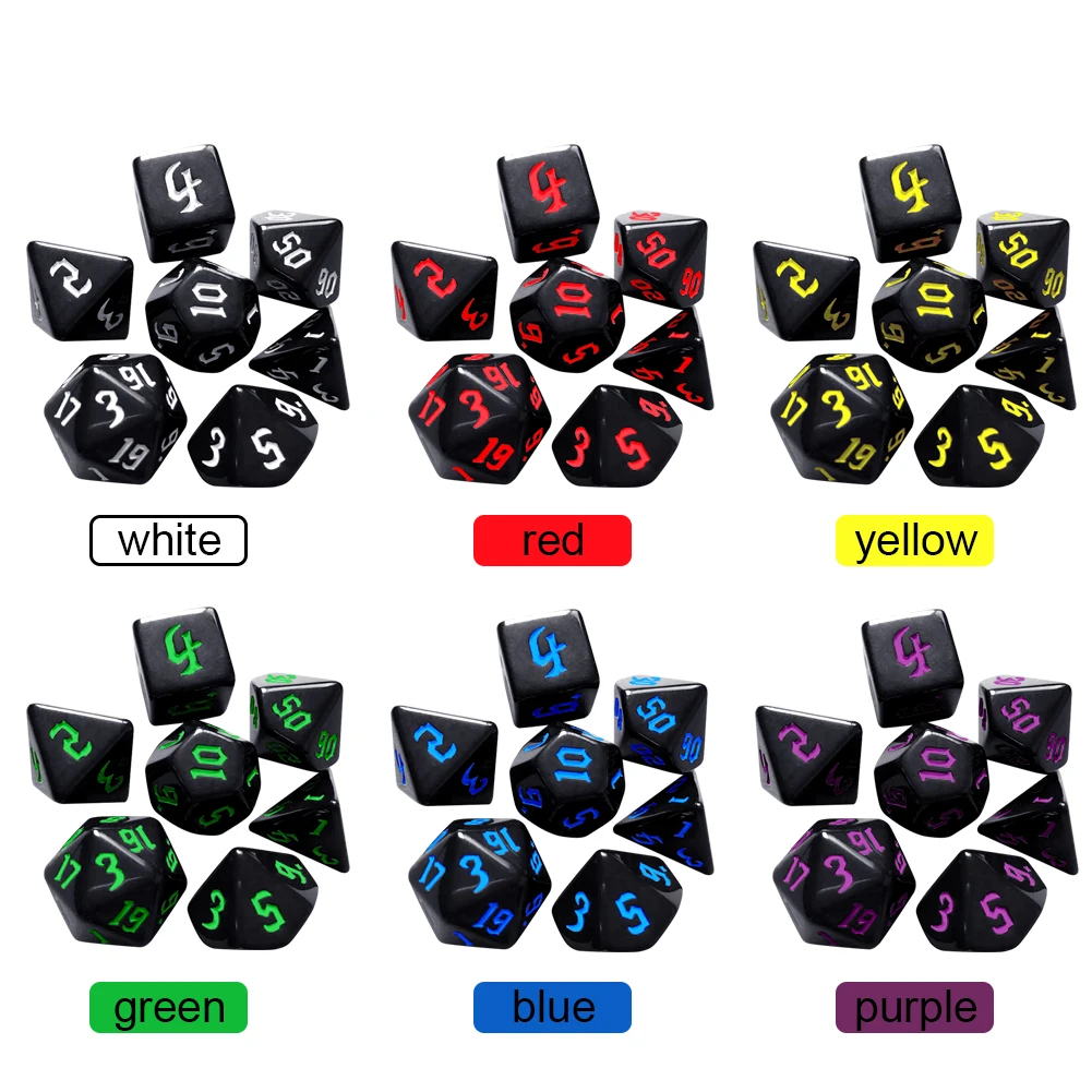 

Newest Dice 7pcs/Set 6 color Game Multi Sides Dices Game Playing Mixed Color For Parties TRPG Gamer for Gamer Portable Toys Gift