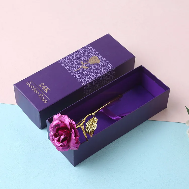 pink and box 24K Позолоченные романтические золотые розы подарок на день Святого Валентина подарок для влюбленных подарок на день рождения романтическая Золотая Роза для домашнего декора вечерние принадлежности - Цвет: pink and box
