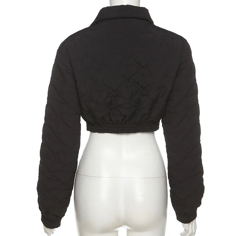 Adogirl Autumn Winter Short Jackets Fashion Long Sleeve Zipper Warm Cropped Jackets Women Bubble Coats Parkas Down Cropped Outer