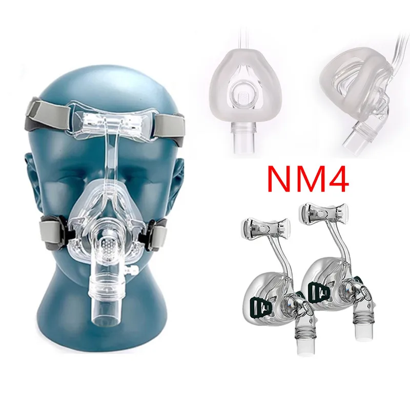 NM4 FM1 маска для лица CPAP Авто CPAP BiPAP маска с бесплатным головным убором Белый s m l для сна апноэ OSAS храп людей - Цвет: NM4