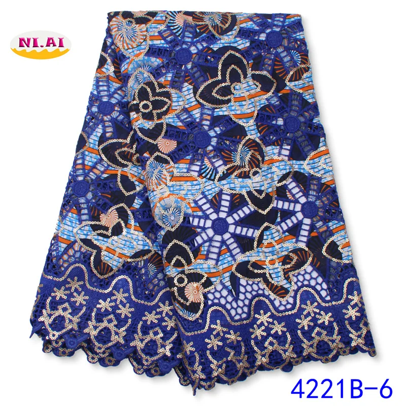 

Latest Style African Wax Cord Lace Fabric Wax Prints Nigerian 5 Yards Green Lace Fabric Cotton For Party Dress NA4221B-1