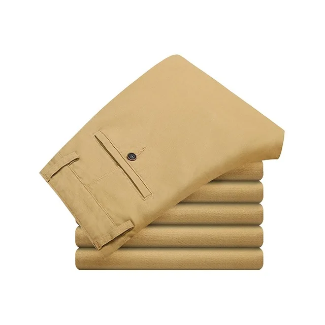light khaki CHENLUN, Брендовые мужские брюки, тонкий повседневный костюм, рабочие брюки, чистый хлопок, стрейч, мужские длинные брюки, мужские брюки, костюм, плюс размер, 42, 44, 46 - Цвет: light khaki