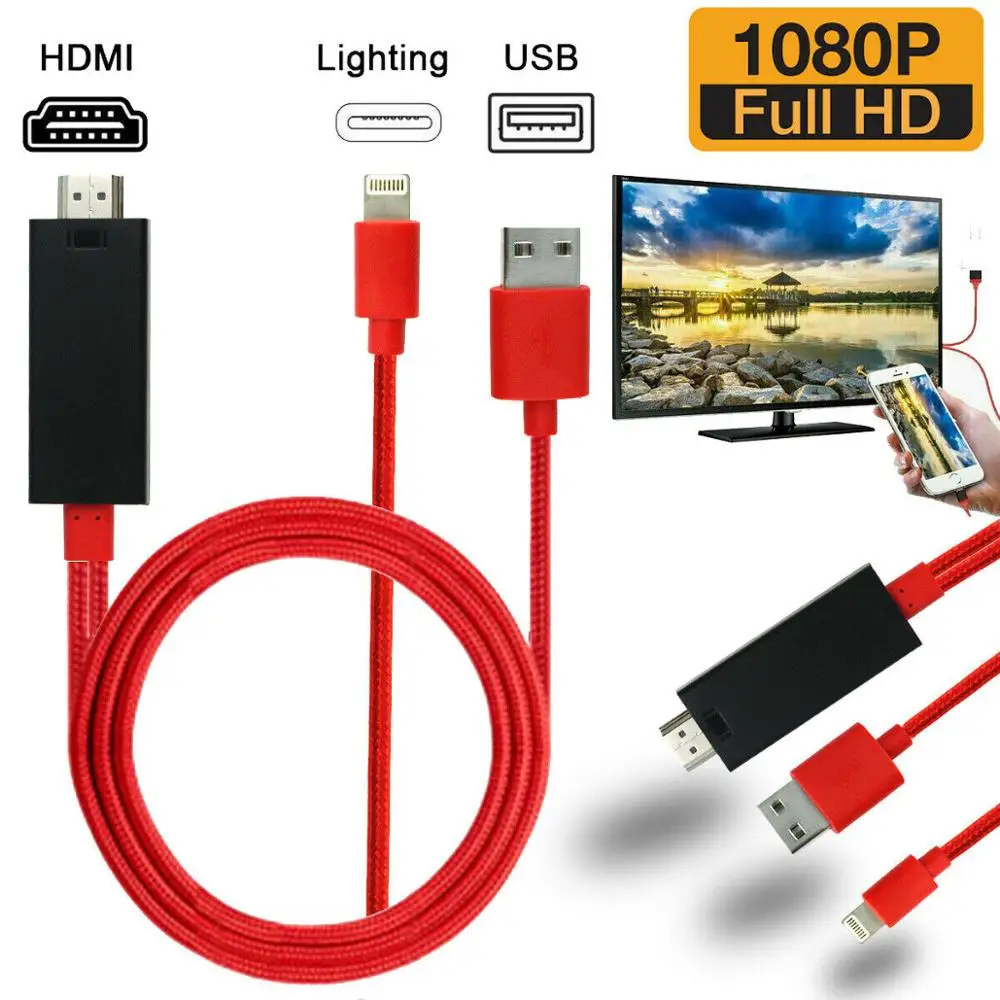 HDMI 2 0 1080P кабель для зеркального отображения iPhone к телевизору HDTV адаптер шнура SE 11