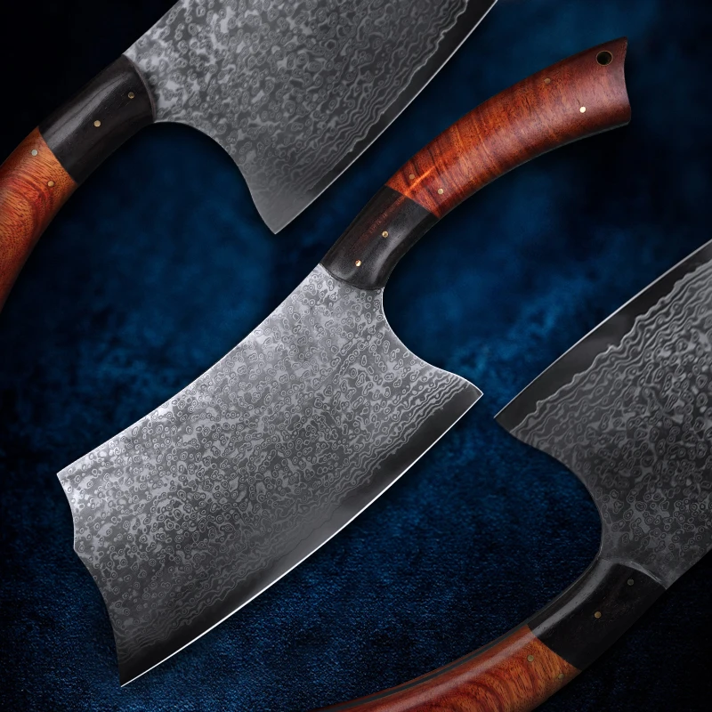 

PEDWIFE 7.5inch Damascus Steel Chinese Cleaver Full Tang Cutting Slicing Dual-purpose Kitchen Knife Vegetable Meat Knives