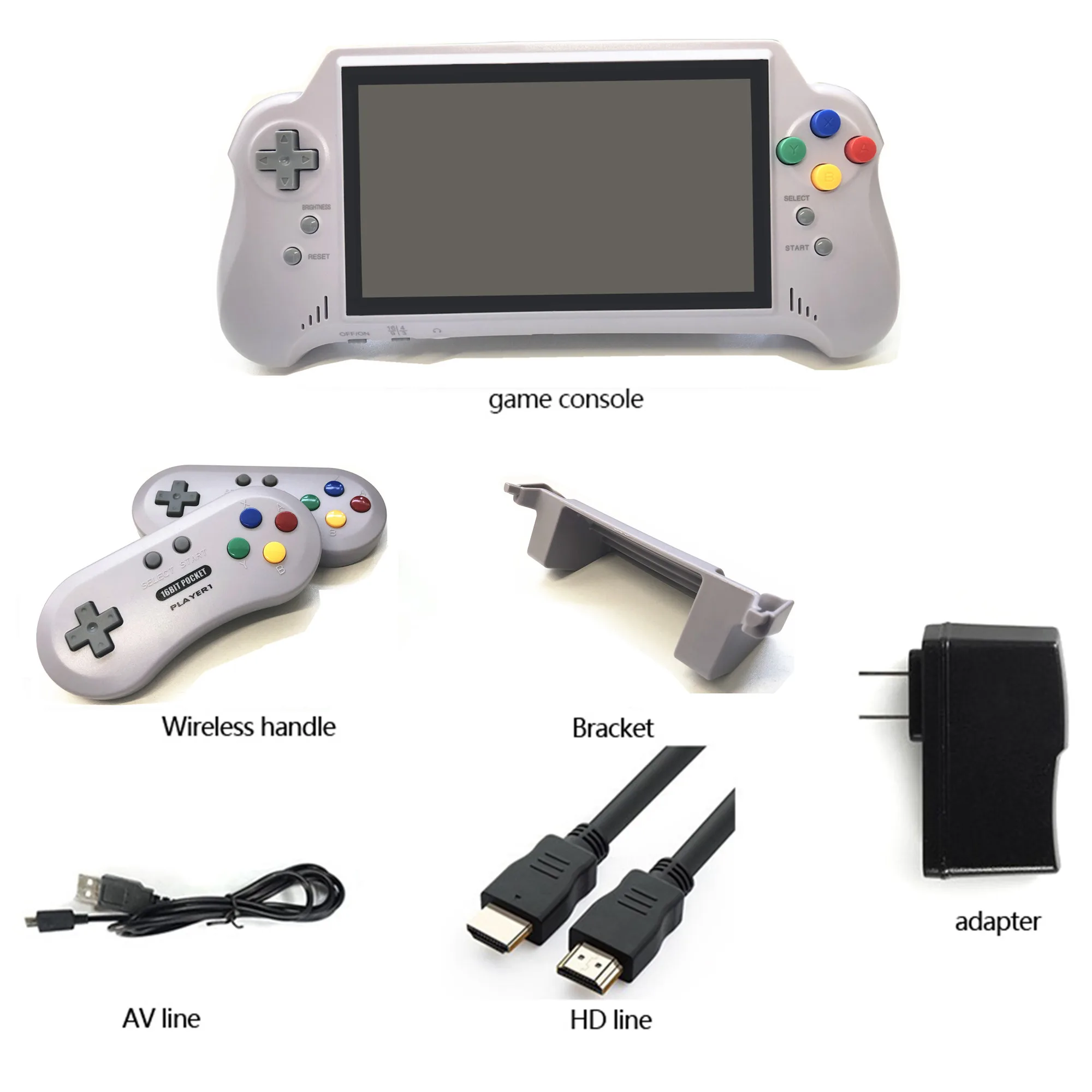 Новая портативная игровая консоль HD 7 дюймов 16 бит HDMI ULTRA SNES POCKET RETROAD 5PLUS 2 4G