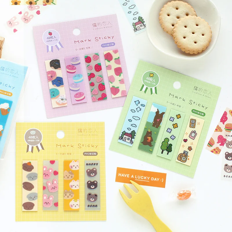 

Kawaii Наклейки для заметок из ПВХ, маленькие свежие наклейки для заметок