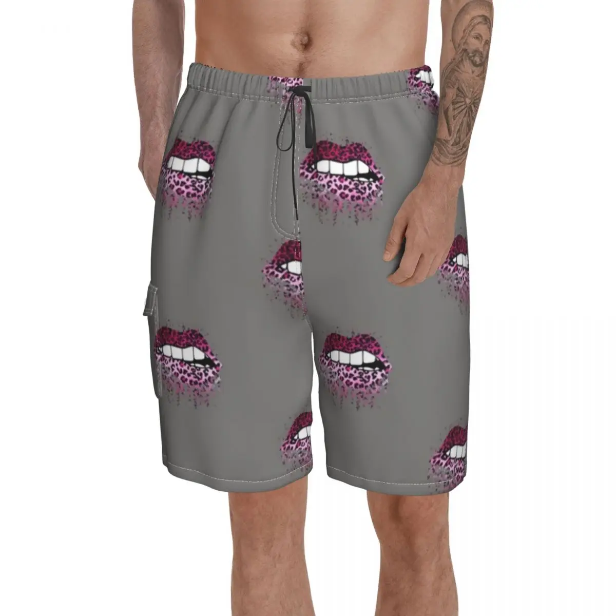 

Lip Board Shorts Men Bathing Swimming Trunks Polyester Funny Swim Trunks