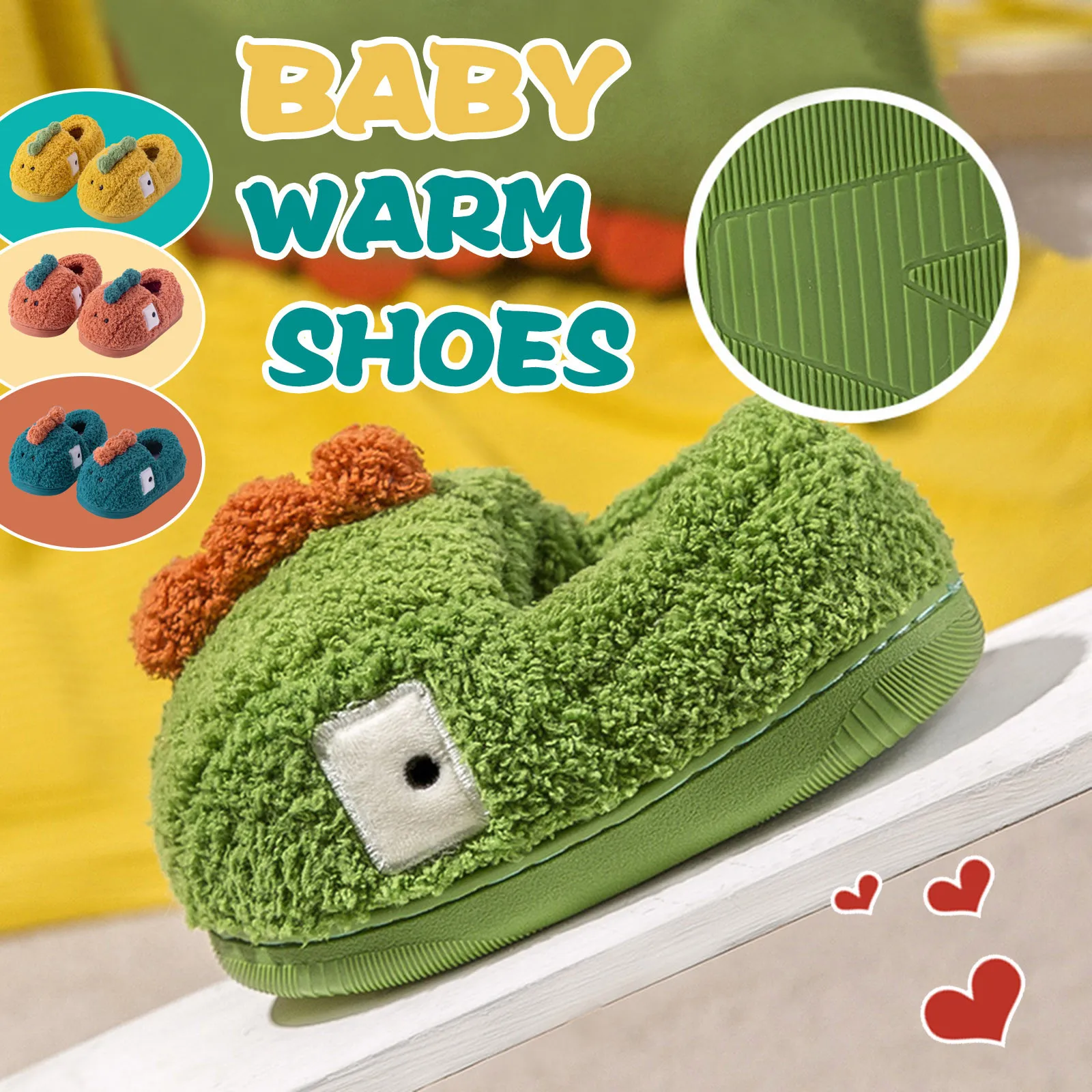 

Kids Pack With Little Dinosaur Home Warm Cotton Slippers Shoes Winter Warm Cotton Anti-slip Newborn Toddler First Walkers Sale