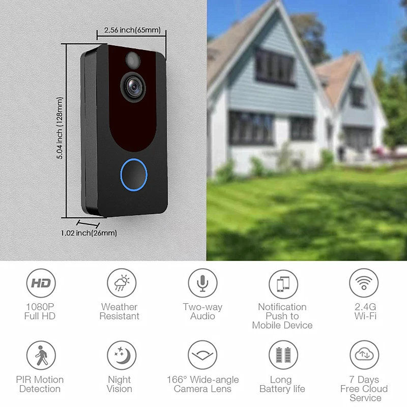 Видеодомофон EKEN HD V7 1080P Wi-Fi | Безопасность и защита