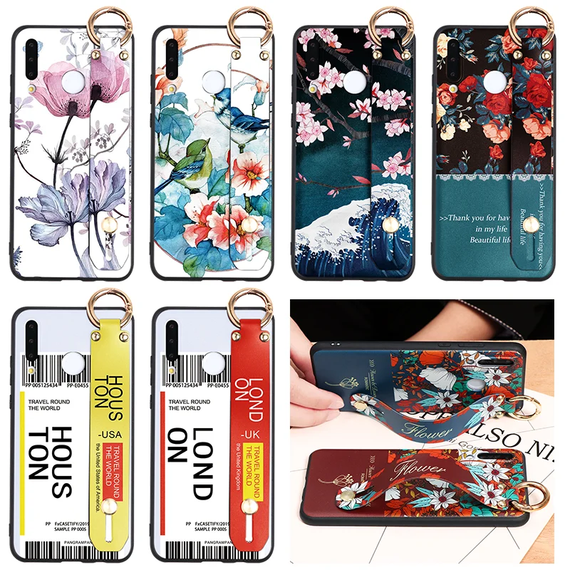 Чехол с ремешком на запястье для Huawei P40 Pro + P30 P20 P10 P9 P8 Lite P Smart Z Honor 30S Y6 Y7 Y9 Prime 2019 2018