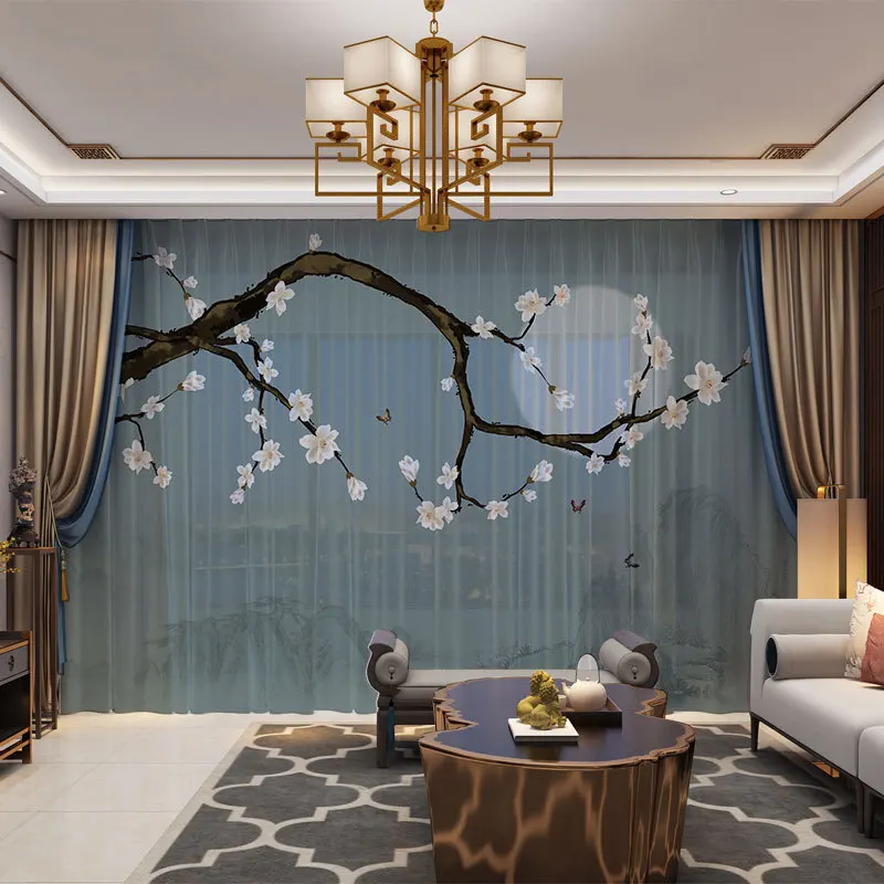 3D занавески с изображением Луны цветов птиц Фотошторы на заказ из натуральной