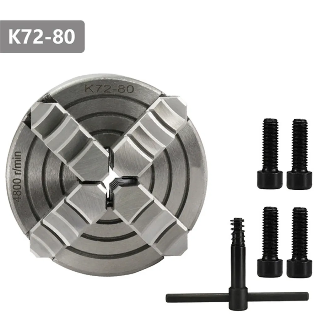 4 jaw lathe chuck K72-80 K72-100 K72-125 manual self-centering diy metal wood tools |