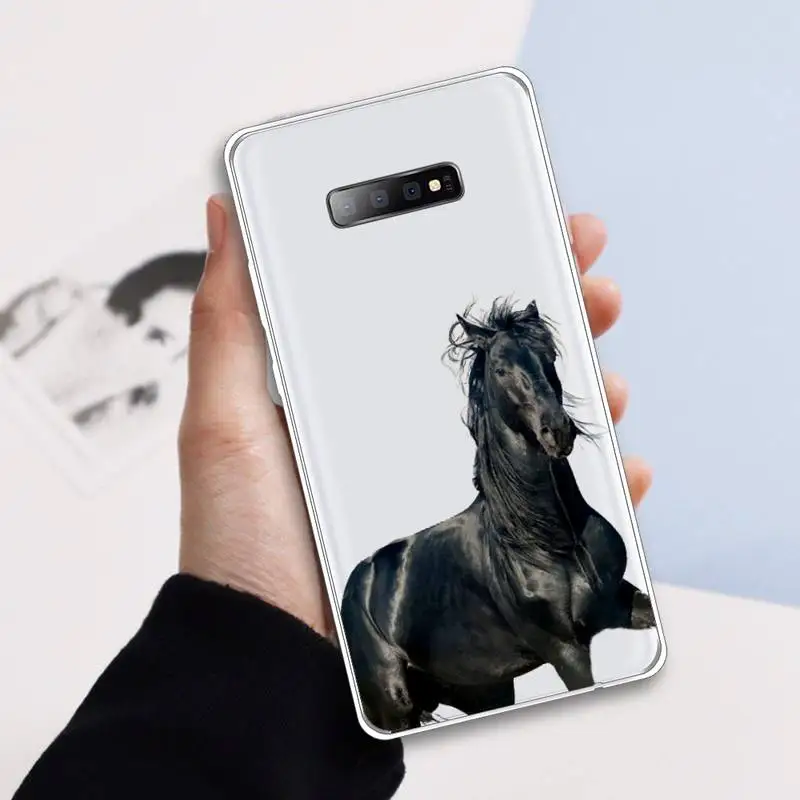 

Running horse art pattern cartoon Phone Case Transparent For Samsung Galaxy A 71 21s S note 8 9 10 plus 20 ultra