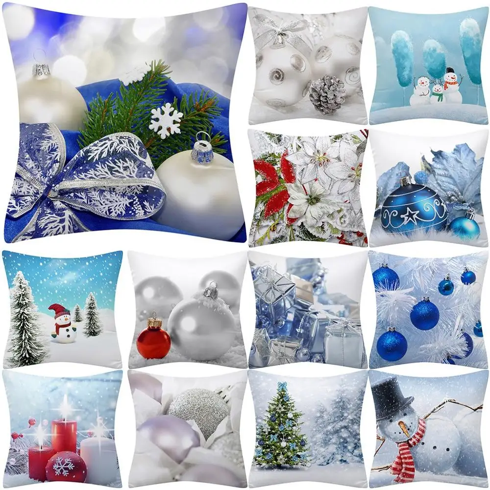 Белый Рождественский персик наволочка 45X45 см Рождественская флэш-полиэстер