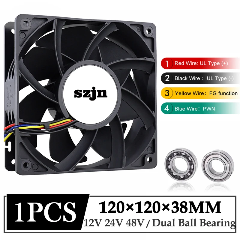 

DC 12V 12038 120mm x 38mm 4200rpm - 6500rpm High Airflow Cooler Fan 120x38m 12cm 4pin PWM FG DC Brushless Cooling Fan