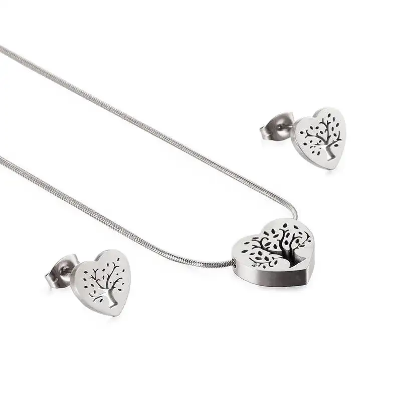 Комплект сережек для женщин из нержавеющей стали с подвеской в виде дерева жизни