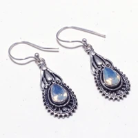genuine opalite silver overlay on copper earrings hand made women jewelry gift e5324