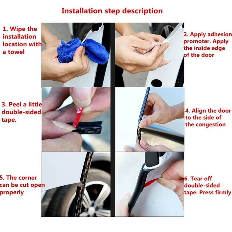 

Accessory Seal Strip Car Molding Protector Trim Universal 5m Carbon Fibe