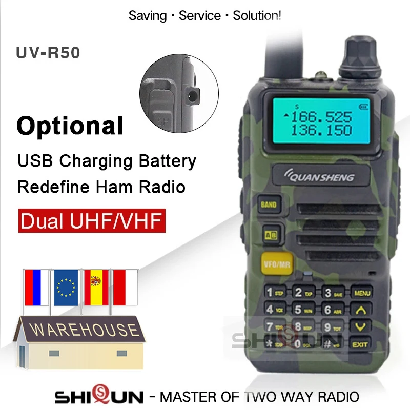 

Обновленная модель 5 Вт, модель Quansheng, мобильный Walkie Talkie Vhf, Uhf, двухдиапазонный радиоприемник, камуфляжная модель, телефон