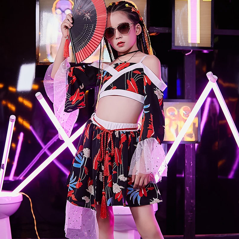 Костюмы для джазовых танцев девочек детская одежда уличных в китайском стиле