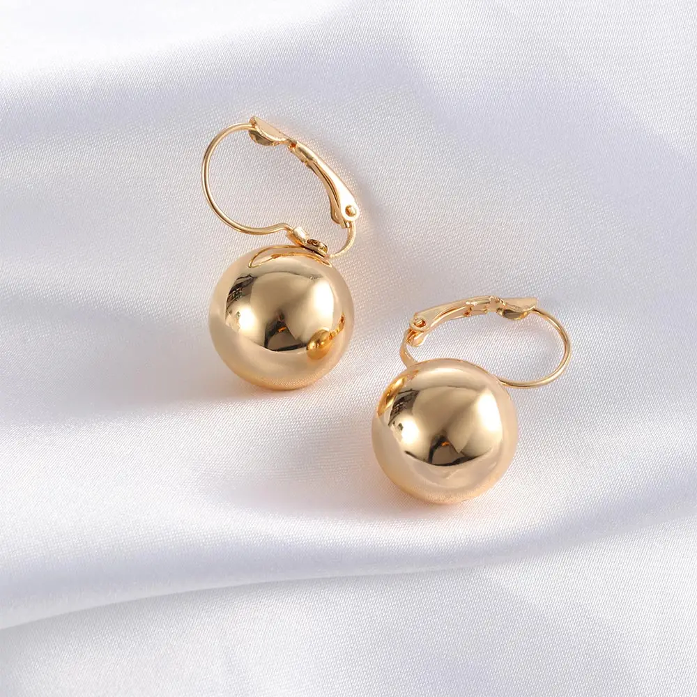 Fashion Jewelry Big Round Ball Pendant Statement Earrings for Women Gifts Wedding Ear Buckle Gold Silver Color