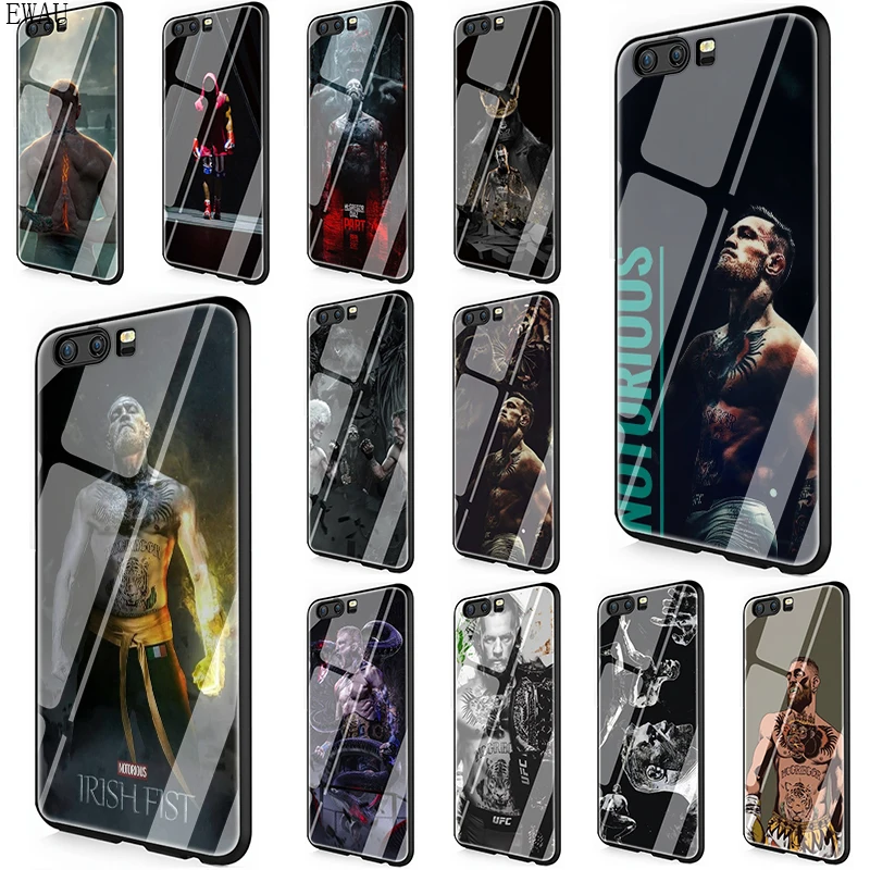 EWAU UFC Конор Макгрегор закаленное стекло телефон чехол для Huawei P10 P20 P30 mate 20 Lite pro P Smart Y6 Y9 Honor 8X9 10