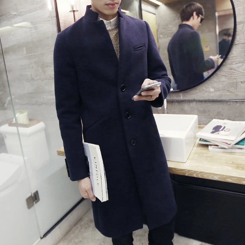 2019 herfst/Зимний режим nieuwe mannen Досуг чистый kleur тренчкот/мужской однобортный lange windjack