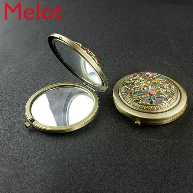 

Small Mirror Portable Retro Style Portable Mirror Cosmetic Mirror Folding Flip Palace Style Chinese Style Double-Sided