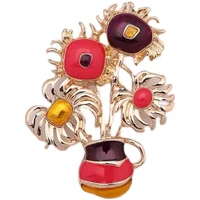 tribute to van gogh sunflower classic reprint with drop glaze enamel alloy texture fashion brooch brooch suit coat lady
