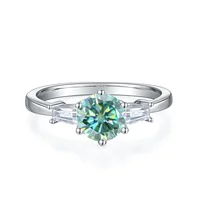 Green Glamour Moissanite Engagement Ring 6