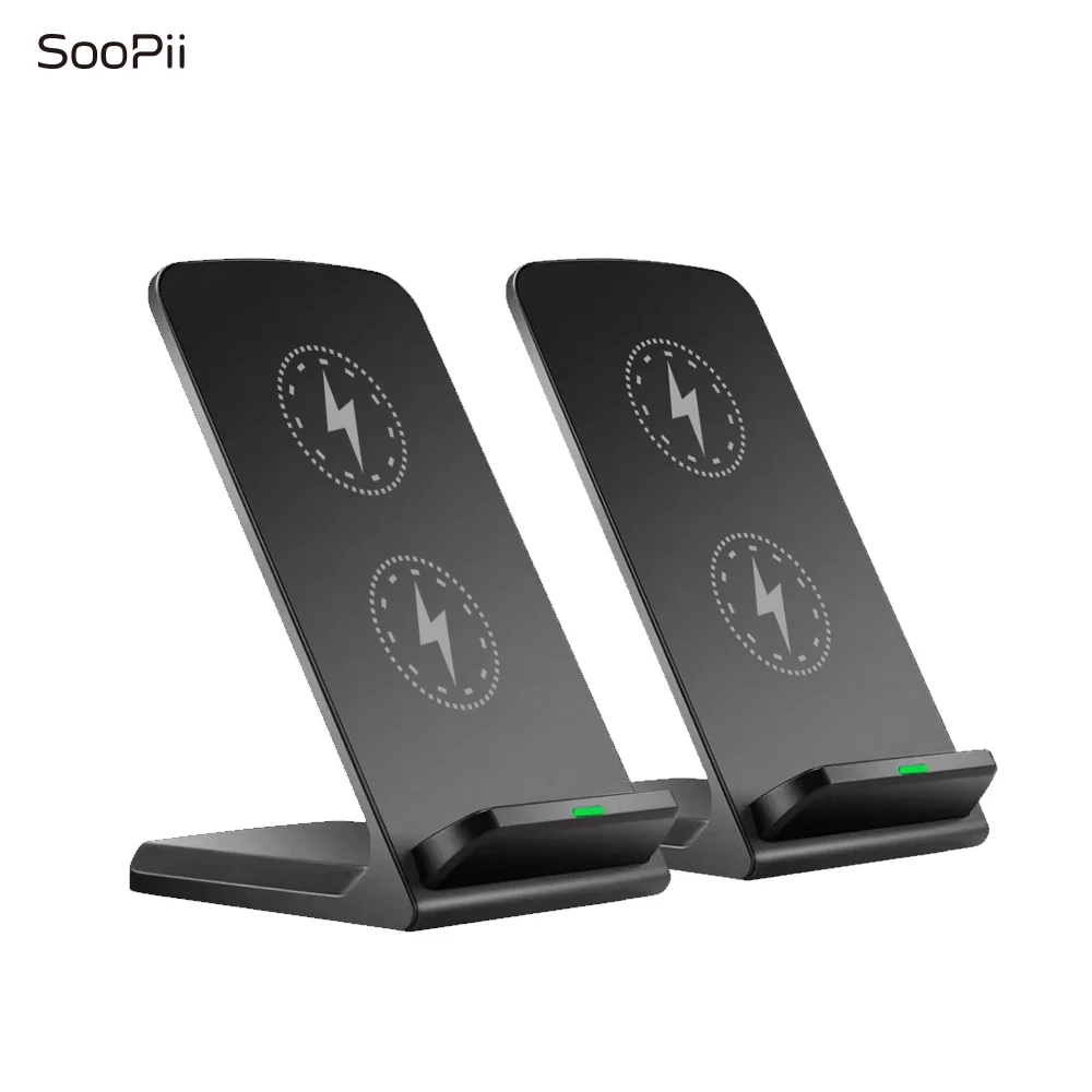 

SooPii Wireless Charger 2 Pack,Qi-Certified for iPhone 11/11 Pro/XS/X/8/8 Plus, 10W Fast-Charging Stand for Galaxy S10 S9 S8