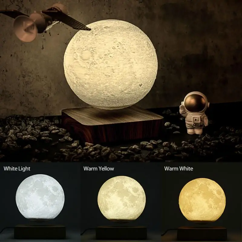 저렴한 새로운 디자인 크리에이티브 3D 자기 부상 달 램프 야간 조명 회전 Led 달 부동 램프 현대 홈 장식 휴일