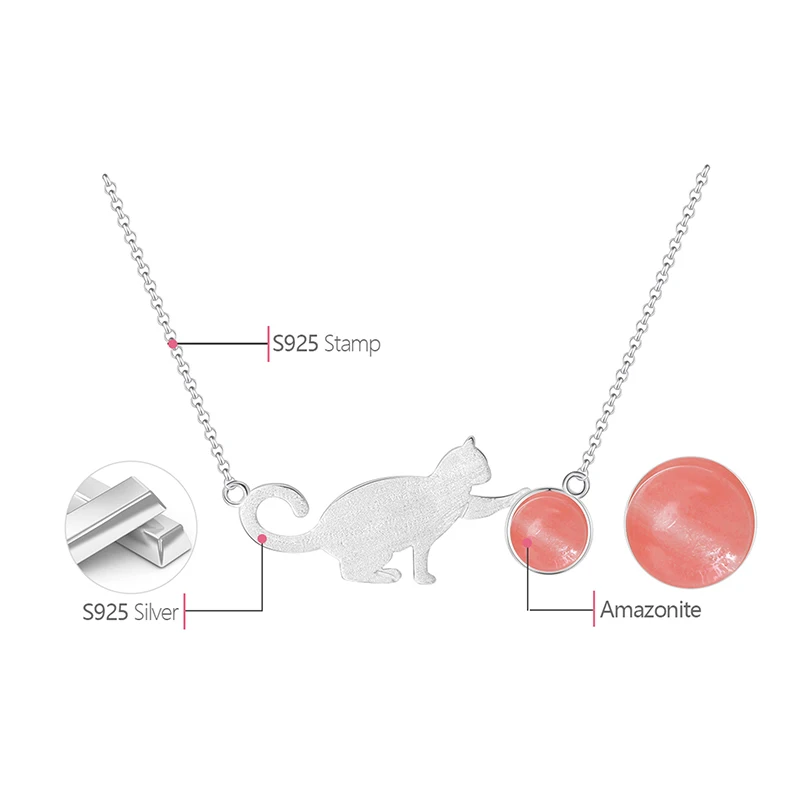 Lotus Fun реальные 925 серебро Амазонит натуральный ручной работы Fine Jewelry играя Cat