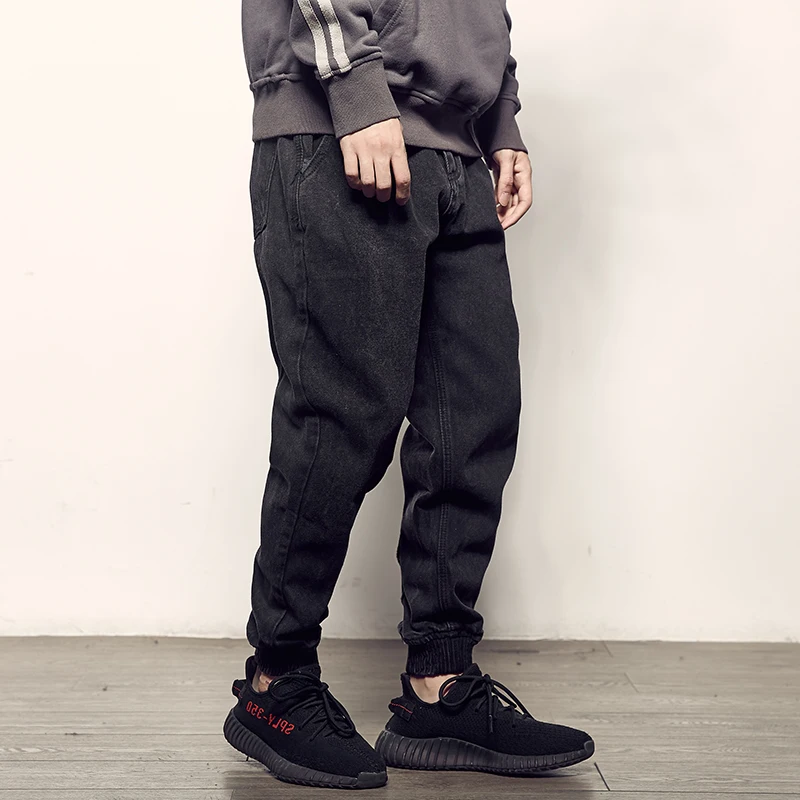 

Japanese Style Fashion Men Jeans Black Color Loose Fit Spliced Designer Denim Cargo Pants Streetwear Hip Hop Joggers Trousers
