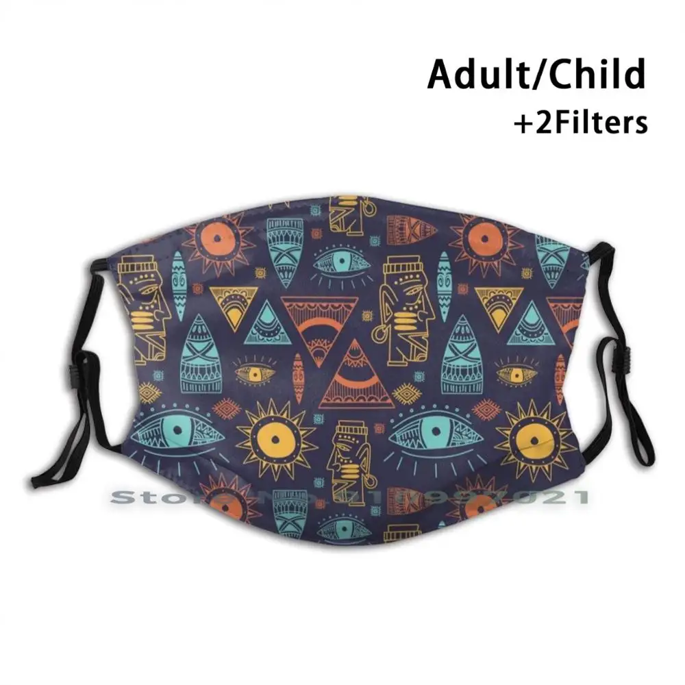 Маска Boho Memories с индивидуальным дизайном для детей и взрослых. Противопыльный фильтр. Ручная стирка. Винтажный национальный шаманизм.