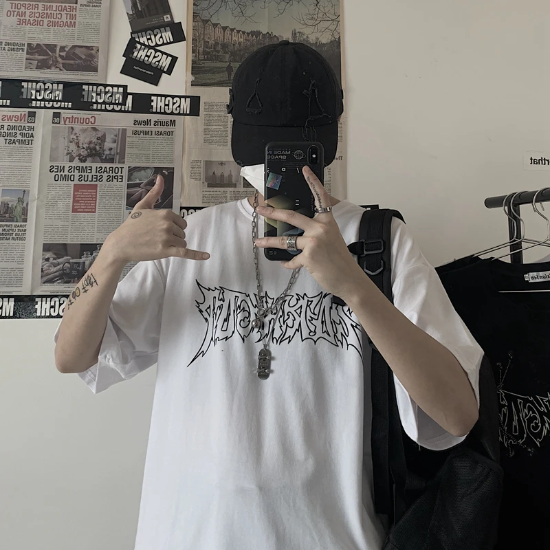 Anime Women T-Shirts Harajuku Goth Punk Print Short Sleeve Plus Size Clothes Oversized T Shirt Female Tops Harajuku Tee Shirt