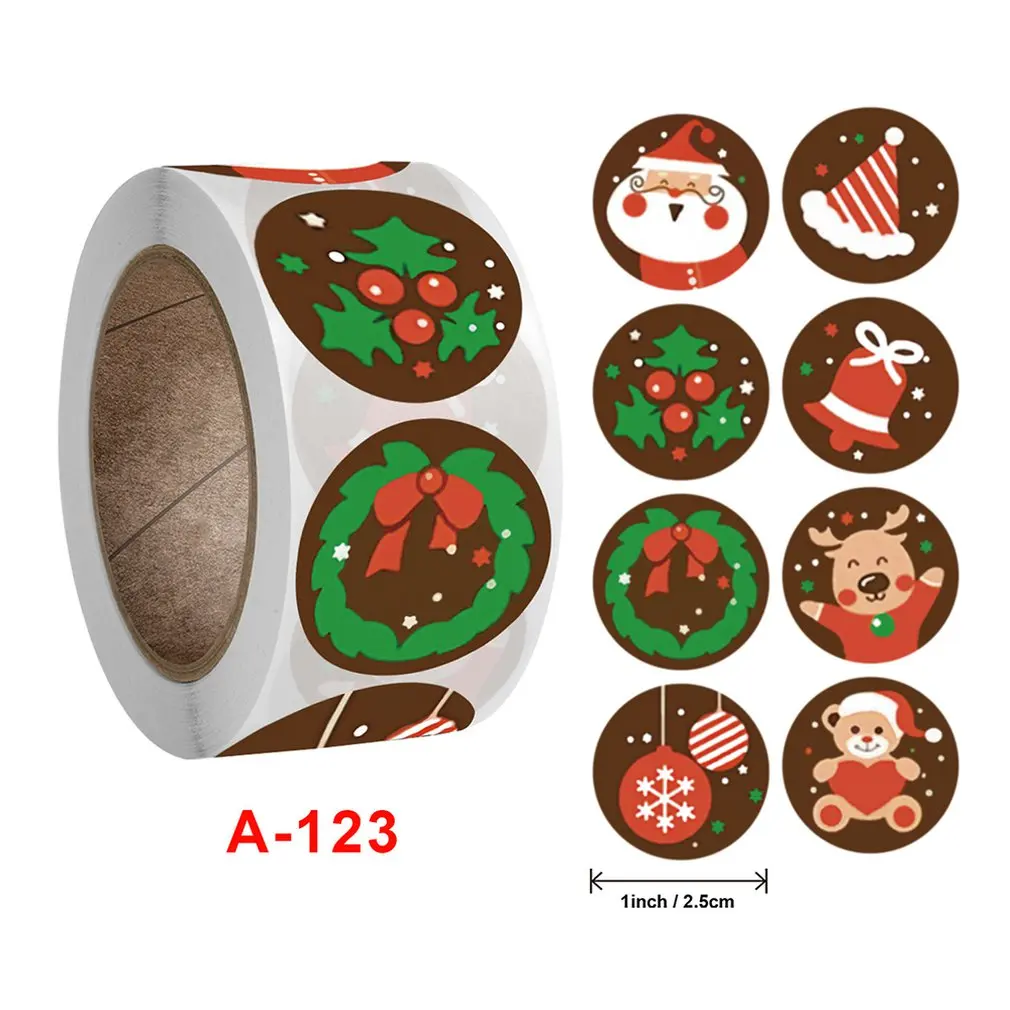 

500pcs Sticker Seal Label Handmade With Cute Christmas Patterns Convenient And Portable Self-adhesive Label Sticker