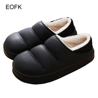 eofk women slippers winter new short plush waterproof flat flip flop woman lady indoor home keep warm casual shoes plus size 45