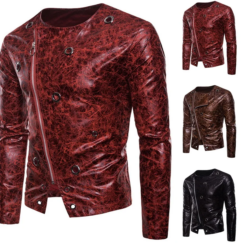 Мужская куртка из искусственной кожи Брендовые мужские Мотоциклетные Куртки в