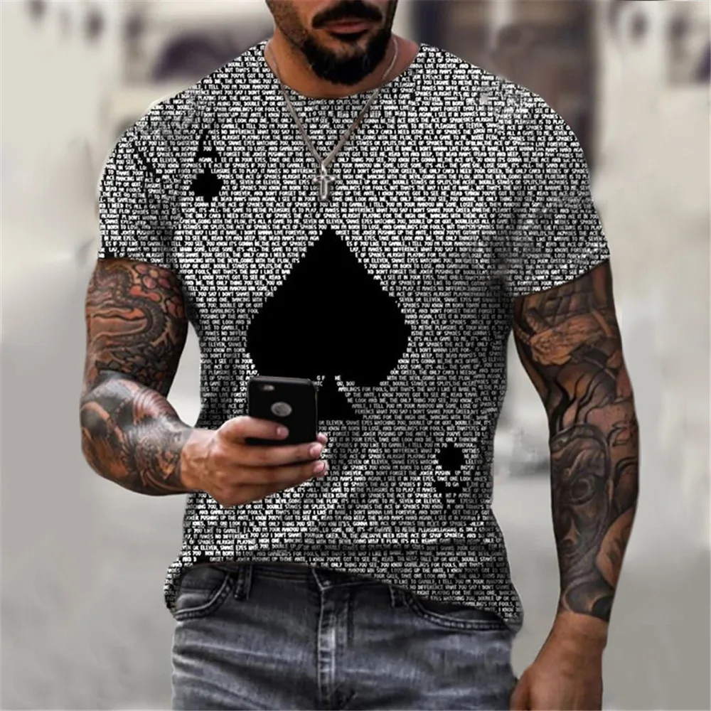 

Poker Letter Graphic T Shirt For Men Tee Camisetas Tops Ropa Hombre Streetwear Clothing Camisa Masculina Koszulki Chemise Homme