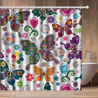 animal butterfly fashion 3d print shower curtain bathroom set with waterproof hook bath curtains cartoon kids african funny